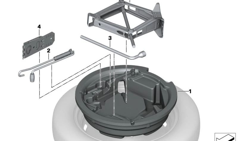 Bandeja organizadora para hueco rueda de repuesto OEM 71105A01AD9 para BMW X1 (U11), X2 (U10) y MINI Countryman SE (U25). Original BMW y MINI.