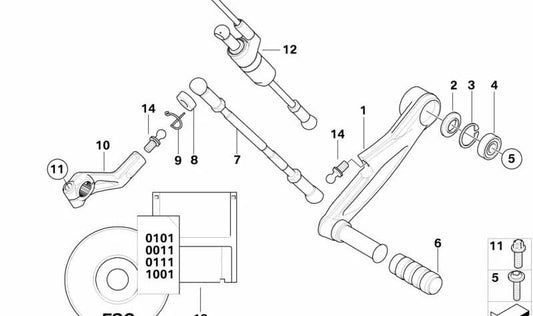 Palanca de mando OEM 23417722283 para motos BMW K1300S, K1300R, K1200S, K1200R. Original BMW Motorrad.