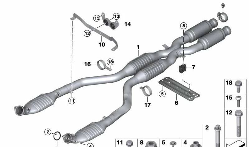 Abrazadera de tubo derecha para BMW Serie 3 E90, E92, E93 (OEM 18307841713). Original BMW