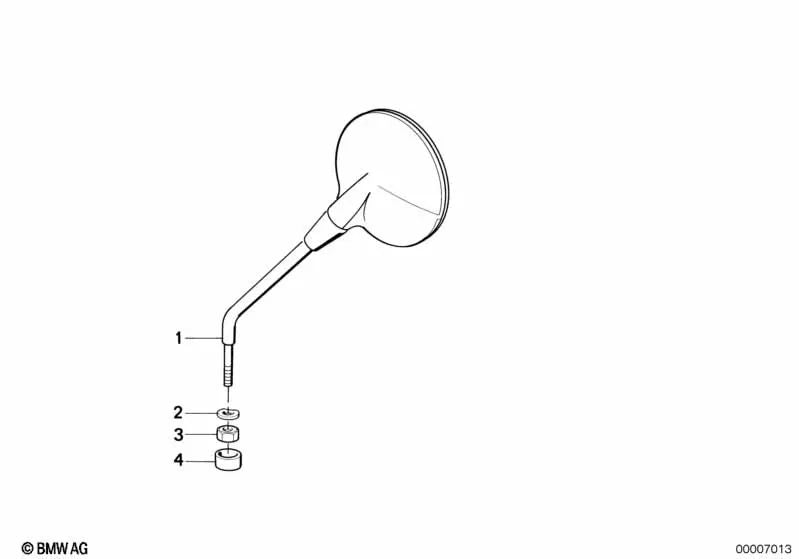 Rétroviseur droit OEM 51162316125 pour motos BMW R 80 GS Basic, R 80 R, R 100 R, Mystik. BMW Motorrad d'origine.