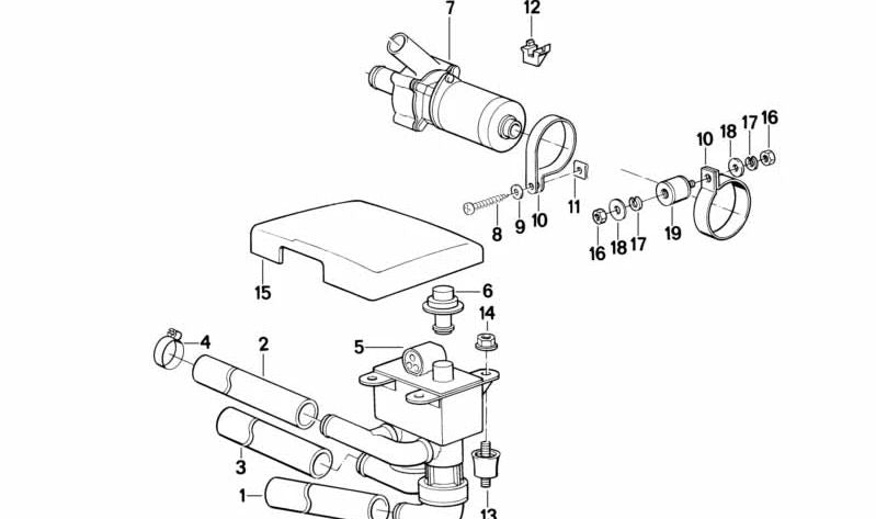 Válvula de calefacción OEM 64111388619 para BMW E32 y E34. Controla el flujo del agua caliente hacia la calefacción del coche. Original BMW.