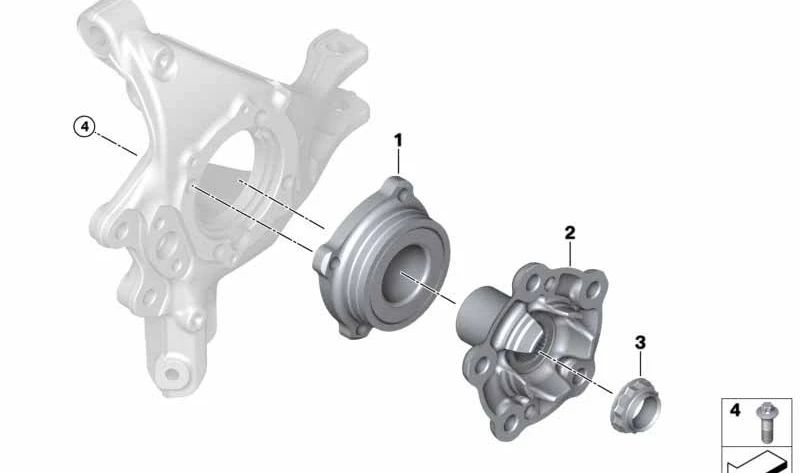 Rodamiento de rueda trasero OEM 33412282675 para BMW F87, F80, F82, F83, E60, E61, E63, E64. Original BMW.