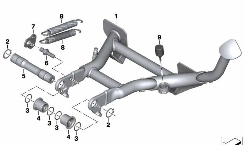 Caballete lateral OEM 46528522559 para BMW Motorrad K1600 GT, GTL y GTL Exclusive (modelos KK48, años 2010-2027). Original BMW Motorrad.