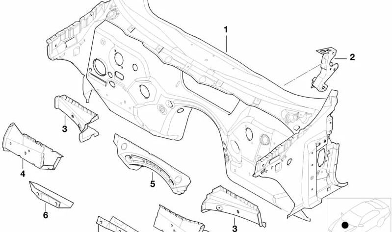 OEM 411182397 Reforço a granel esquerdo para BMW E46, E83. BMW original.