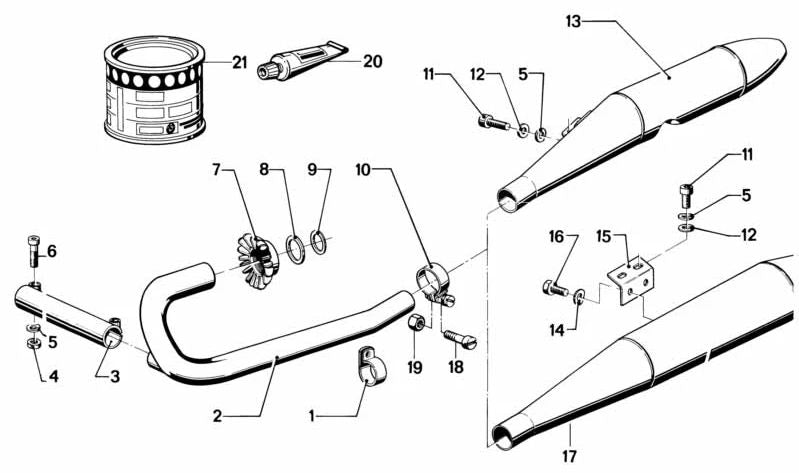 Silenciador derecho para BMW varios modelos y series (OEM 18121232921). Original BMW