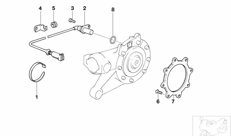 Sensor de revolução ABS traseiro OEM 34327670028 para motocicletas BMW R1150GS, R1150RT, R1100S... e muito mais. Originais BMW Motorrad.