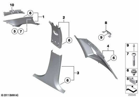 Rechte obere B-Säulen-Einbillar für BMW E84 (OEM 51438047716). Original BMW