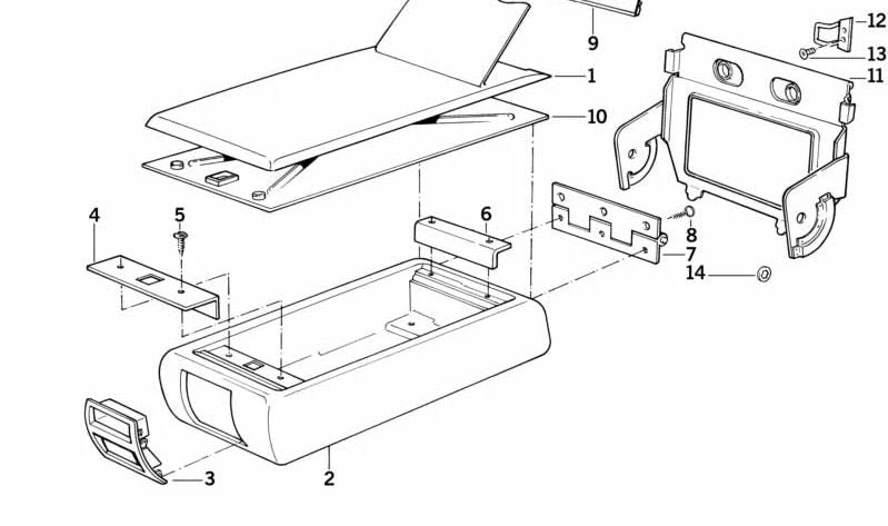 Original OEM 52201937368 center armrest for BMW 5 Series (E34). Original BMW.