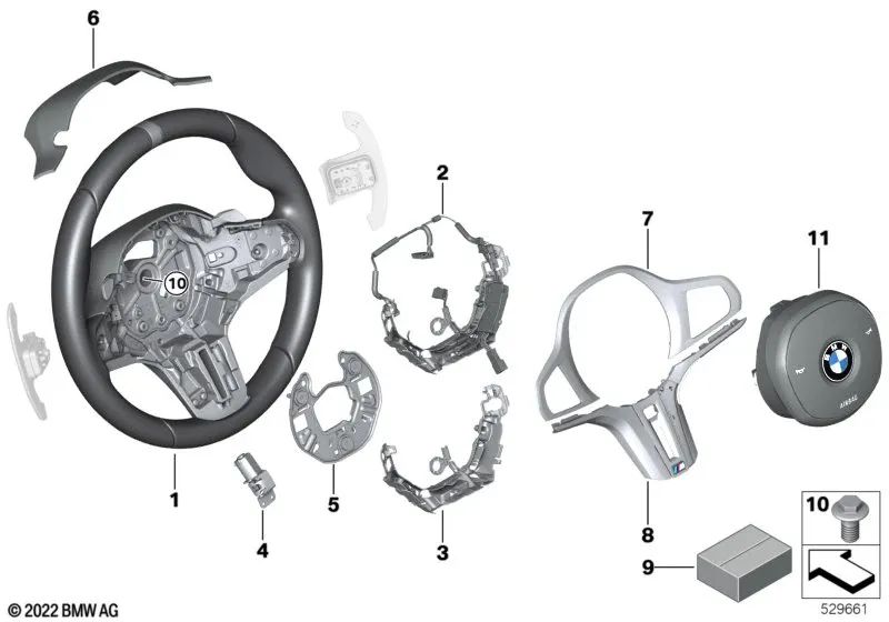 Cubredecoración del Volante para BMW G87, G80, G81, G82, G83 (OEM 32309882892). Original BMW.