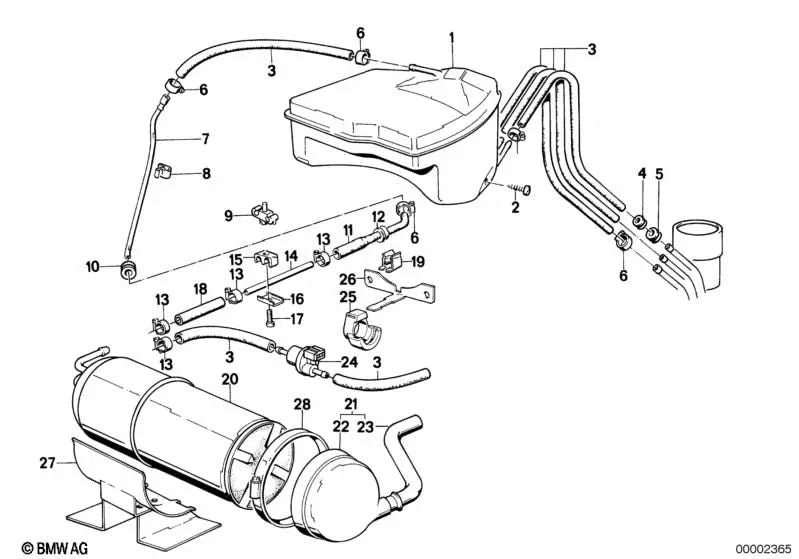 Depósito de compensación OEM 16131153314 para BMW E24. Original BMW.