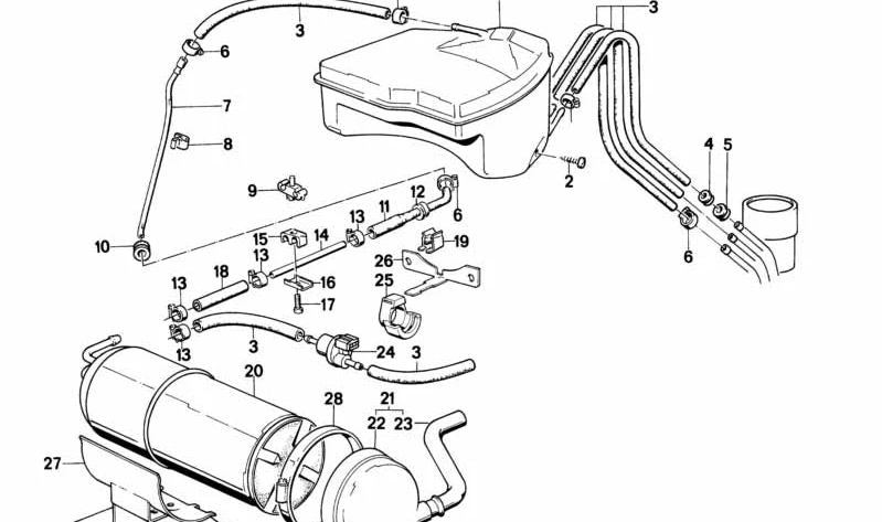 Conector de combustible OEM 16111179448 para BMW E34, E24, E32. Original BMW.