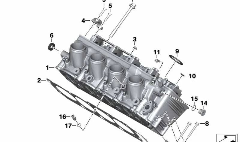 Culata no recubierta OEM 11127699861 para motos BMW K1200S, K1200GT, K1300S, K1300GT. Original BMW Motorrad.