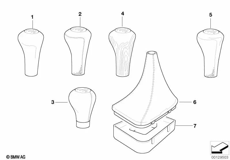 Funda de cuero sintético para palanca de cambios para BMW Serie 3 E46 (OEM 25111434352). Original BMW.