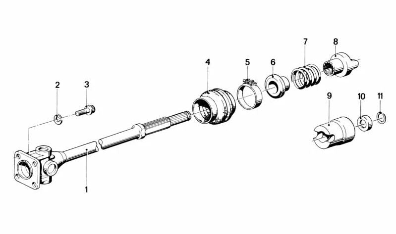 Eje de transmisión (Cardán) OEM 26111237500 para BMW Motorrad R248 {R45, R65} modelos 1978-1985. Original BMW.