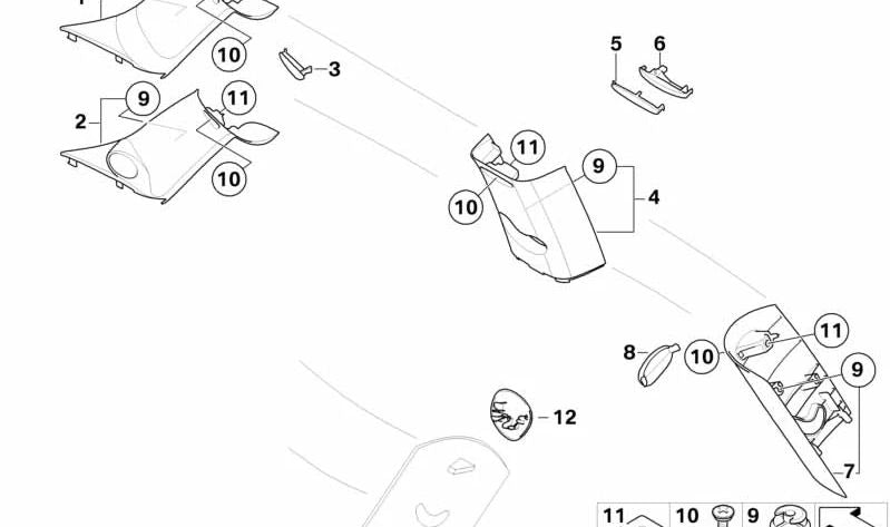 Tapa "Airbag" montante B derecho OEM 51437266624 para MINI R56 LCI, Clubman R55 LCI. Original MINI.