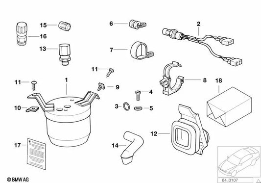 Rotulador de instrucciones para sistema de aire acondicionado OEM 64508391026 para BMW Z3 E36. Original BMW.