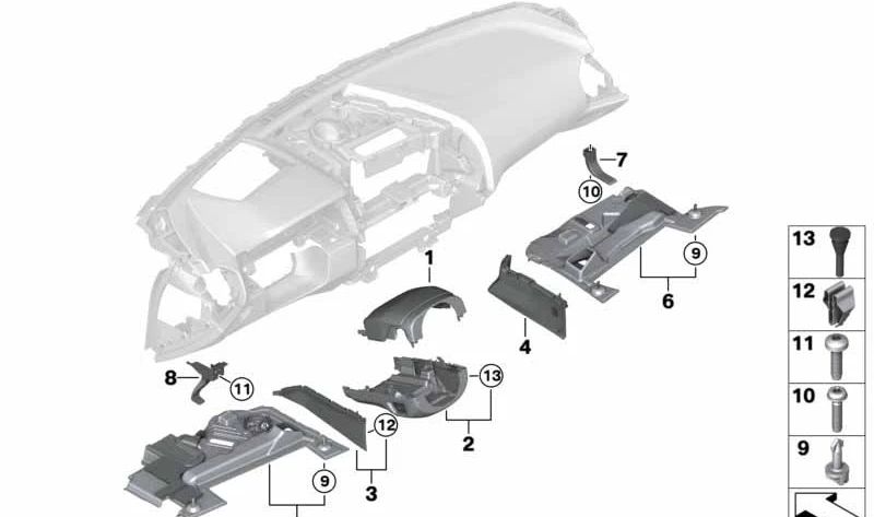 Tampa inferior para a coluna de direção OEM 5145699388 para BMW G11, G12, F91, F92, F93, G14, G15, G16. BMW original.