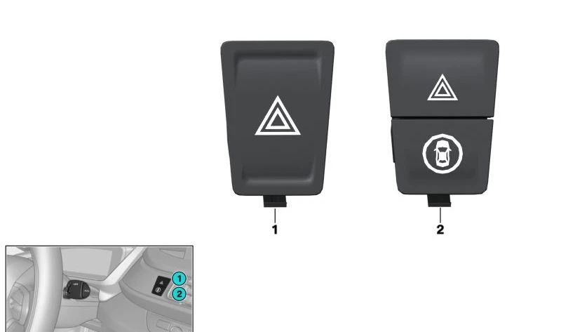 Emergency light switch OEM 61319389078 for BMW I3 and I3 Rex {i01}. Compatible with models from 2013 to 2022. Original replacement BMW.
