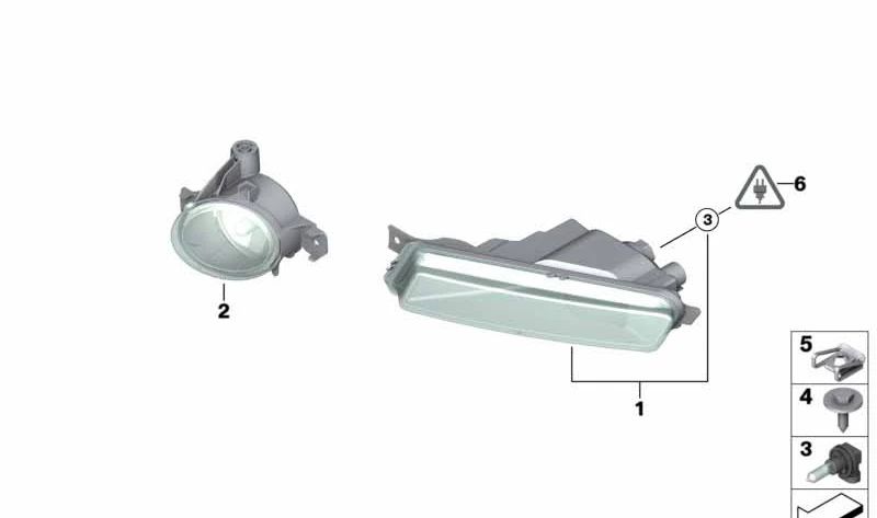 Right fog lights OEM 63176924656 for BMW E81, E82, E87, E88, E84 (X1), E83 (X3), E70 (X5). Original BMW.