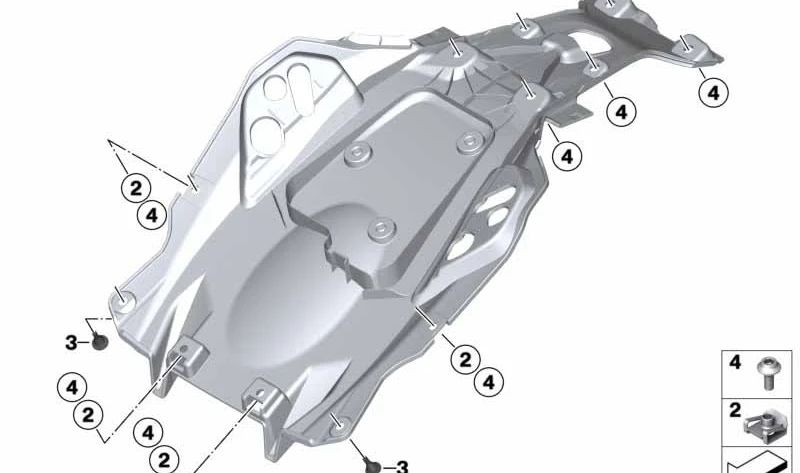 Revestimiento trasero abajo OEM 46638561435 para BMW Motorrad G 310 GS. Original BMW Motorrad.