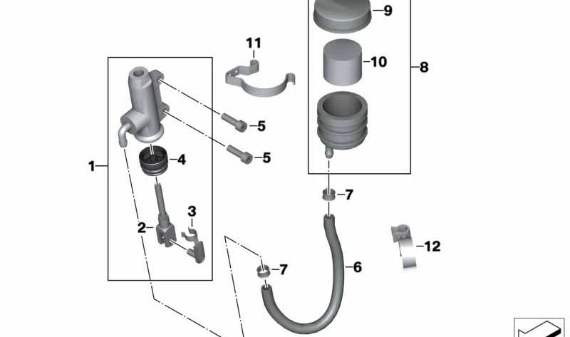 Cilindro principal de freno delantero OEM 34317668631 para motos BMW K1200S, K1200R, K1200GT, K1300S, K1300R, K1300GT. Original BMW Motorrad.