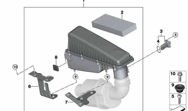 Elemento de goma OEM 13718626742 para BMW X5 F15 y X6 F16. Compatible con modelos xDrive28i y xDrive40e con motor N20. Pieza original BMW.
