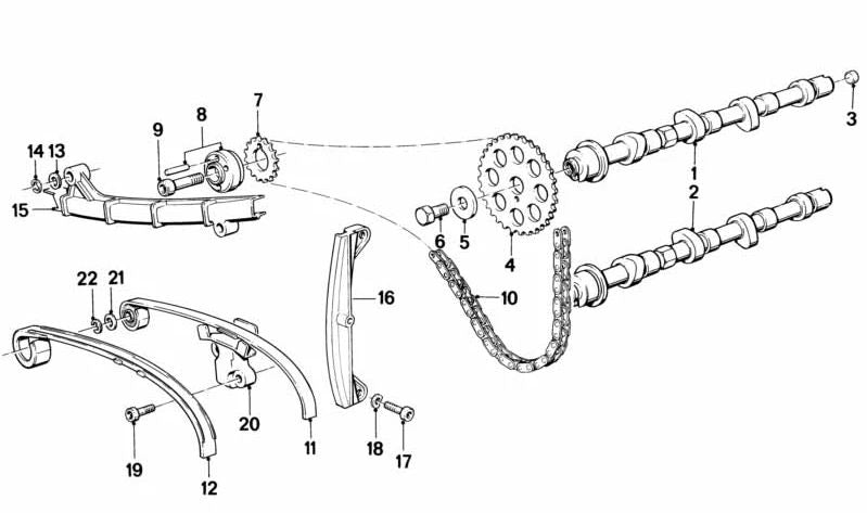 Vía de deslizamiento OEM 11311460683 para motos BMW K75, K75S, K75RT... y más. Original BMW Motorrad.