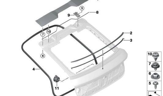 OEM 5162808321 Heckflügelklebeband für BMW X6 F96, F96N, G06, G06N. Original BMW.