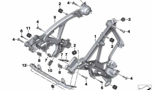 Tirante centro OEM 46637681909 para BMW Motorrad K1200R, K1300R. Original BMW Motorrad.