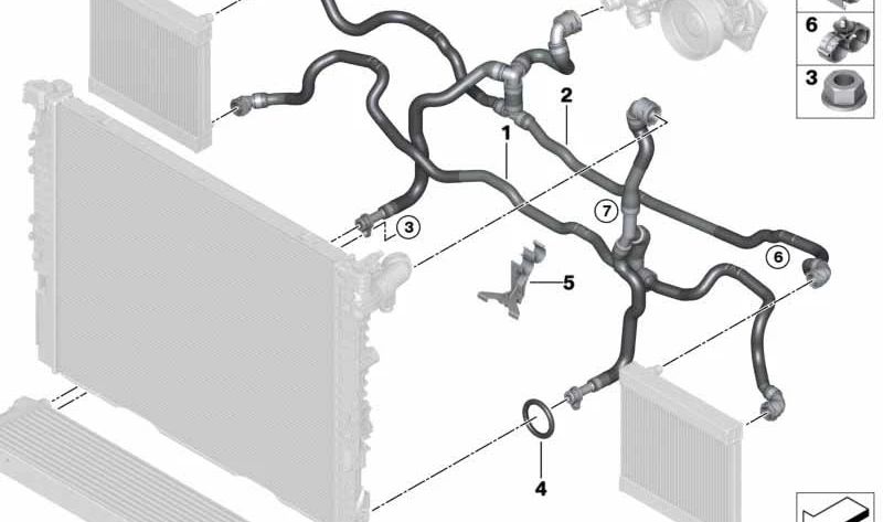 OEM -Kältemittel -Kühlerrohr 17128679008 für BMW G15, G16. Original BMW.