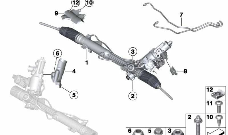 Tubería de dirección activa OEM 32106770008 para BMW E81, E82, E87, E88, E90, E91, E92, E93. Original BMW.