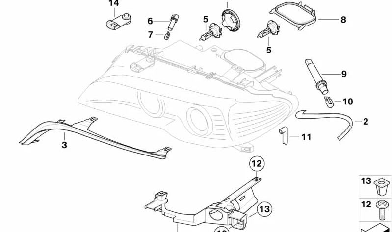 Tapa protectora de luz larga OEM 63126934754 para BMW E46, MINI R50, R52, R53. Original BMW y MINI.