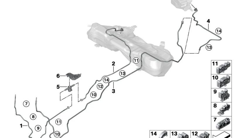 Clip de fixation OEM 07145A154B0 pour BMW (Modèles compatibles: G60, G61, G68, G90, G45, G05, G18, F95, G06, F96, G07, G09). BMW d'origine.