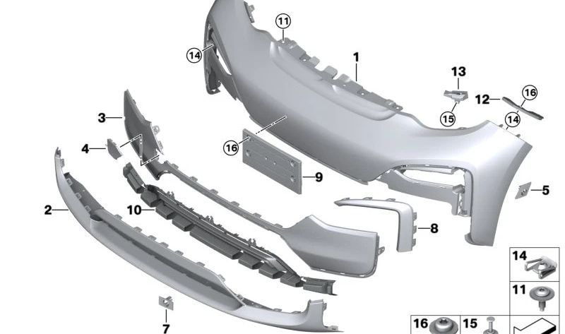 Soporte derecho sensor PMA OEM 51117306364 para BMW i3 I01, I01N. Pieza original BMW.