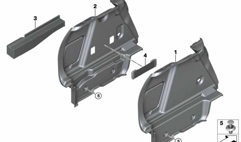 Pannello laterale sinistro OEM 51477477013 per BMW F40 (116d, 116i, 118d, 118i). BMW originale BMW.