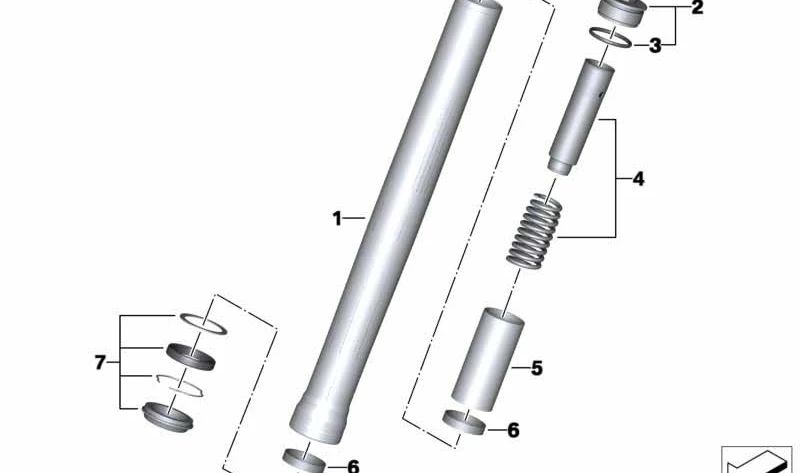 Juego de muelle de presión delantero OEM 31428550088 para motos BMW R 1200 R (K53), R 1250 R (K53) y más. Original BMW Motorrad.
