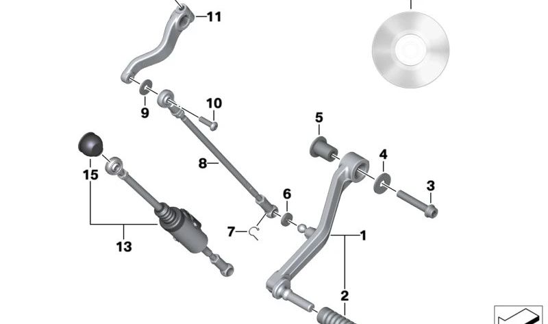 Palanca mando cambio marcha atrás aux. OEM 23418525031 para motos BMW K1600 GT, K1600 GTL, K1600 Bagger. Original BMW Motorrad.