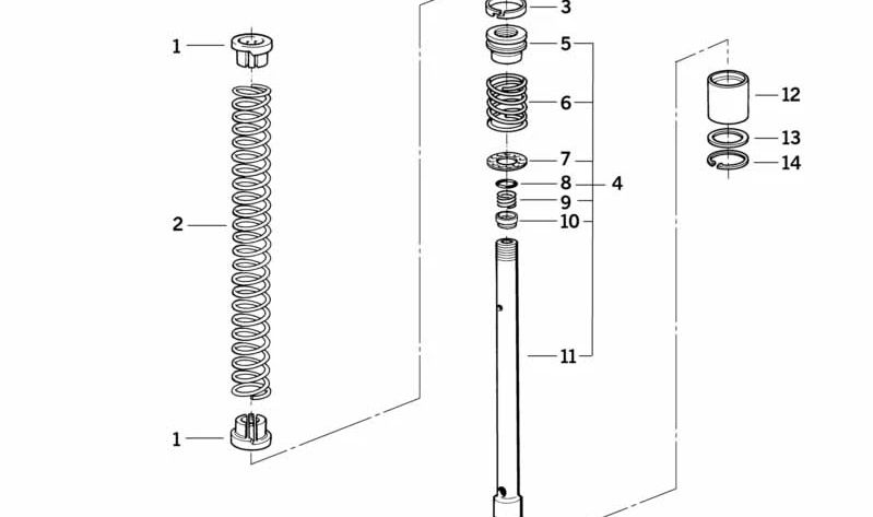 Amortiguador delantero OEM 31421454615 para motos BMW K75, K100, K100 LT, K100 RS, K100 RT. Original BMW Motorrad.