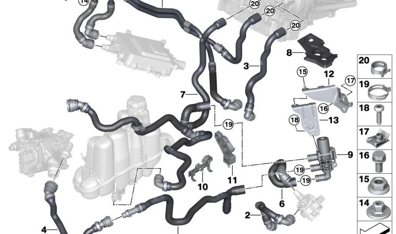 Tubo de refrigerante OEM 64218841814 para BMW U06 (Série 2 Tourer ativo) e U11 (x1). Peça original da BMW.