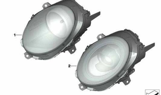 Faro delantero izquierdo con intermitente amarillo OEM 63117418863 para MINI F55, F56, F57 Cabrio. Original MINI.