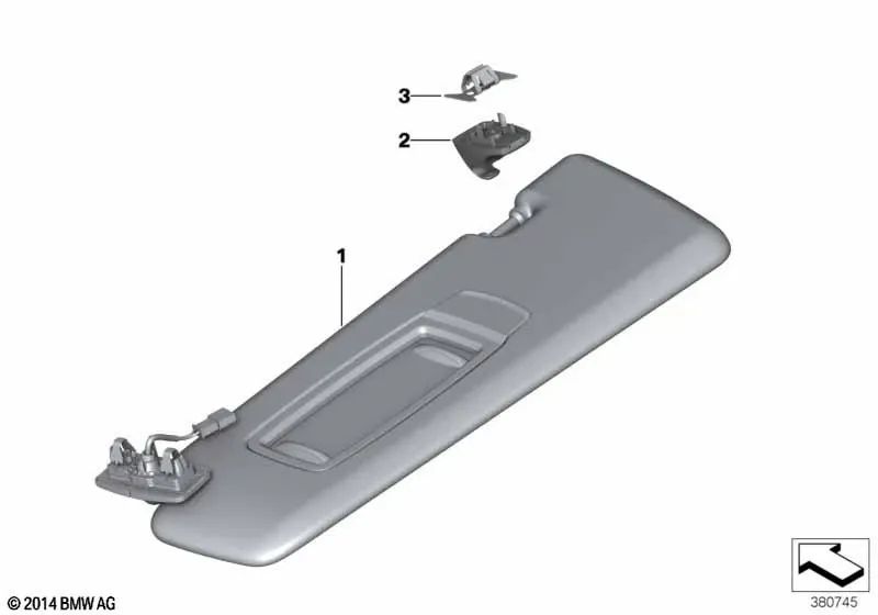 Parasol con espejo izquierdo color Anthrazit OEM 51448059051 para BMW X5 F15, X5 M F85. Original BMW.