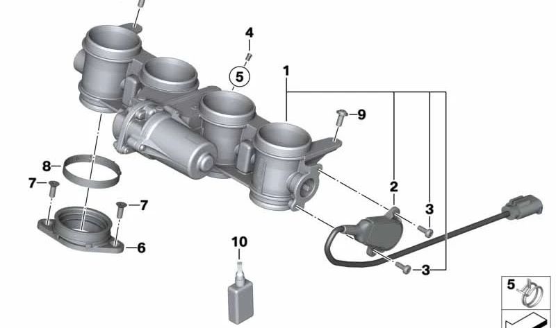 Tubo di aspirazione OEM 11618545092 per moto BMW S 1000 RR, S 1000 R, S 1000 XR, HP4 Race. BMW Motorrad originale.