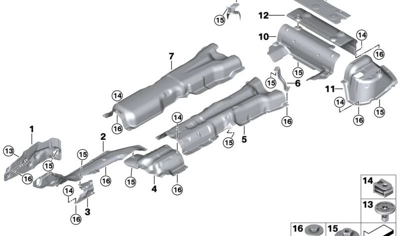 Soporte aislante térmico del depósito OEM 51485A15667 para BMW G60, G61, G68, G90, G70. Pieza original BMW.
