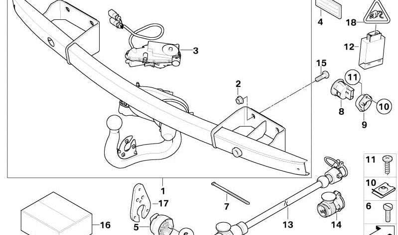 Soporte interruptor para enganche de remolque OEM 71606770270 para BMW E91 316d, 316i, 318d (todos los modelos compatibles). Original BMW.