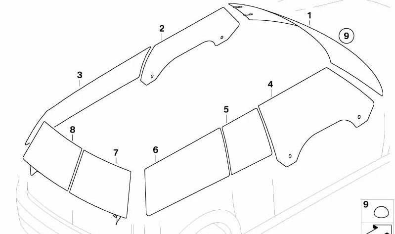 Luna trasera izquierda negra OEM 51317167455 para MINI R55, R56, R57. Original MINI.