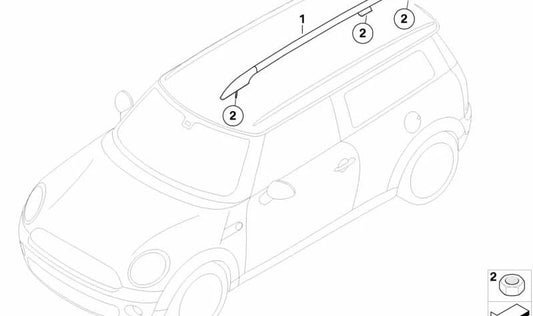 Links Borda Dachform OEM 51137174117 für Mini Clubman R55, R55 LCI. Original Mini.