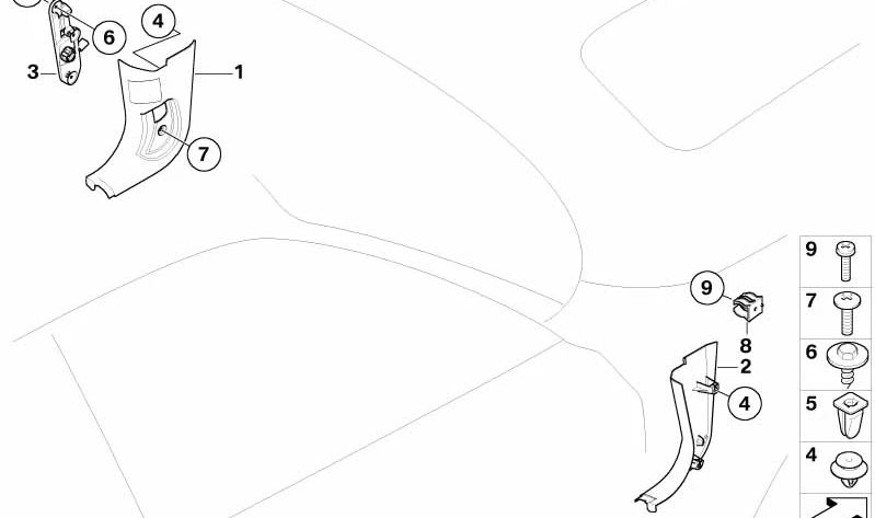 Soporte OBD zona reposapiés conductor OEM 51233449415 para BMW E83 y E83N. Original BMW.
