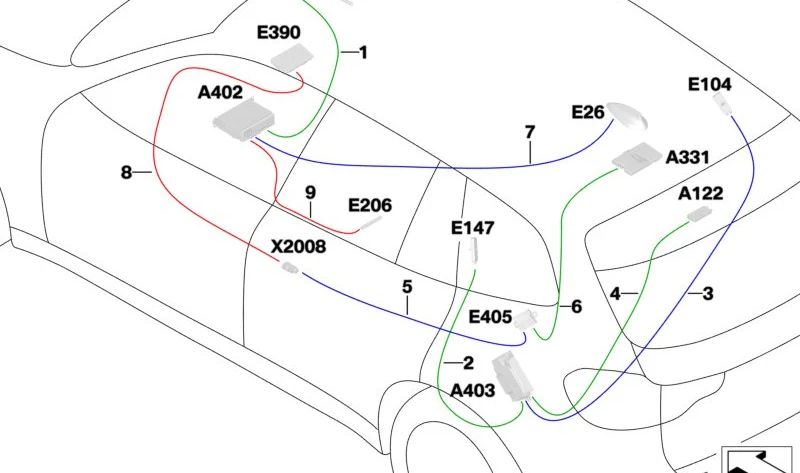 Cable antena Bluetooth OEM 61119825152 para BMW X3 G08E y G08F. Longitud 1130mm. Pieza original BMW.