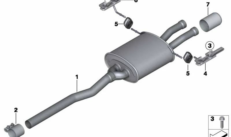 Silenciador adicional trasero OEM 18302757748 para MINI R56, R56 LCI, Cabrio R57, Cabrio R57 LCI, Coupé R58, Roadster R59. Original MINI.