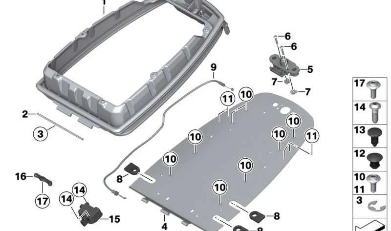 Palanca OEM 46548548528 para motos BMW F 750 GS, F 800 GS, F 850 GS, F 900 GS SF. Original BMW Motorrad.